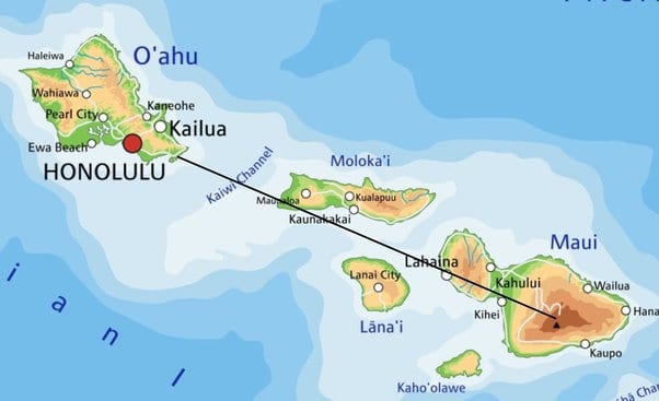 Distance from Honolulu to Maui by Air