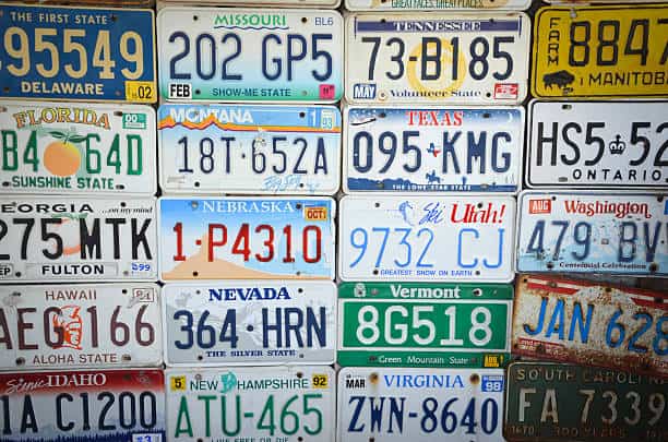 Various License Plates from Across The United States of America
