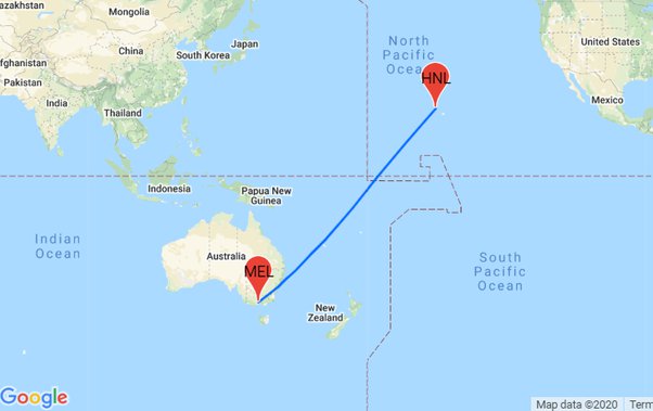 Flight Distance and Times from Australia to Hawaii
